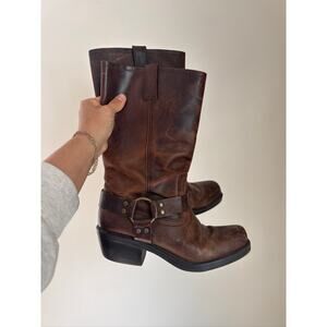 Mossimo Leather Harness Boots in Brown VINTAGE - Distressed Western Style, 9
